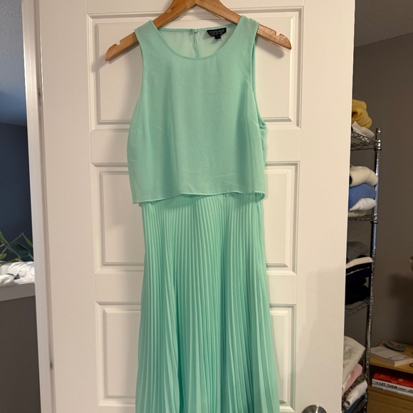 Mint green pleated Topshop dress - Picture 1 of 5